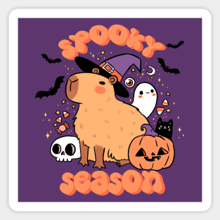 Spooky season  a cute capybara ready for halloween Sticker